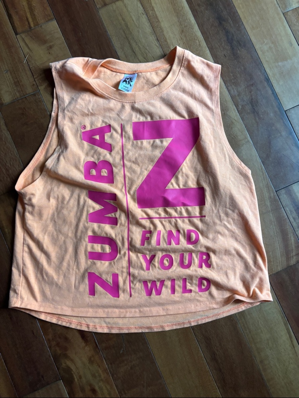 Zumba neon orange Muscle Tank with Hot Pink Logo